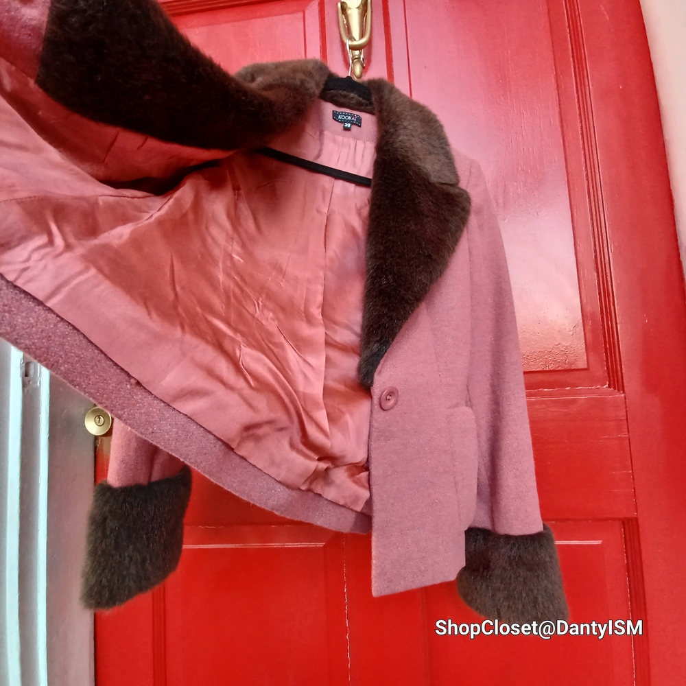 Kookai Rose Blazer with Chocolate Fur Trim - Picture 10 of 16